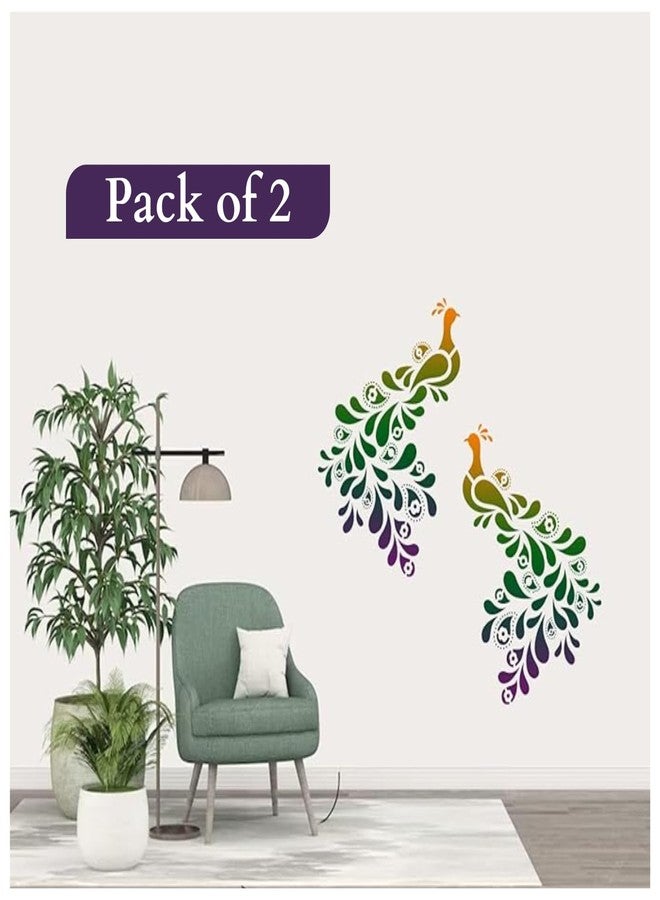 StenCart DrapingTail Peacock Pack of 2 Stencil for Wall Painting Home DIY Reusable Wall Stencil Design for Wall Decoration (16-inch x 24 inch) - Combo of 2 - Image 2